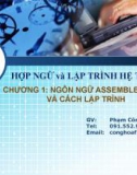 Bài giảng Hợp ngữ và lập trình hệ thống: Chương 1 - Phạm Công Hòa