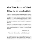 One Time Secret – Chia sẻ thông tin an toàn tuyệt đối