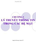 Bài giảng Lý thuyết thông tin trong các hệ mật: Chương 1 - Hoàng Thu Phương