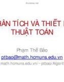 Bài giảng Phân tích và thiết kế thuật toán: Tổng quan về thuật toán - Phạm Thế Bảo