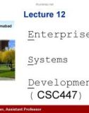 Lecture Enterprise systems development (CSC447): Lecture 12 - Muhammad Usman, Assistant Professor