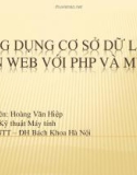 Bài giảng Ứng dụng cơ sở dữ liệu trên web với PHP và MYSQL - Hoàng Văn Hiệp