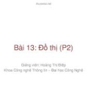 Bài giảng Cơ sở dữ liệu giải thuật: Bài 13 - Đồ thị (Phần 2)