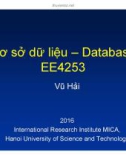 Bài giảng Cơ sở dữ liệu – Database EE4253: Chương 3.2 - Ngôn ngữ định nghĩa và thao tác dữ liệu (TT)