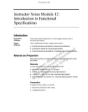 Instructor Notes Module 12: Introduction to Functional Specifications