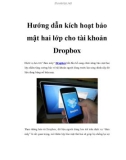 Hướng dẫn kích hoạt bảo mật hai lớp cho tài khoản Dropbox