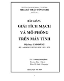 Bài giảng Giải tích mạch và mô phỏng trên máy tính: Phần 1 - ĐH Phạm Văn Đồng