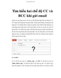 Tìm hiểu hai chế độ CC và BCC khi gửi email