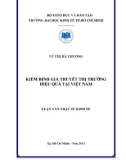 Luận văn Thạc sĩ Kinh tế: Kiểm định giả thuyết thị trường hiệu quả tại Việt Nam