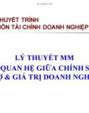 Thuyết trình môn tài chính doanh nghiệp: Lý thuyết MM mối quan hệ giữa chính sách nợ & giá trị doanh nghiệp