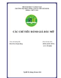 Tiểu luận: CÁC CHỈ TIÊU ĐÁNH GIÁ DẦU MỠ