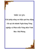 TIỂU LUẬN: Giải pháp nâng cao hiệu quả huy động vốn tại chi nhánh Ngân hàng Nông nghiệp và Phát triển Nông thôn Vĩnh Bảo- Hải Phòng