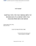 Luận văn Thạc sĩ Tâm lý học: Những yếu tố tác động đến tự đánh giá của sinh viên tại thành phố Hồ Chí Minh