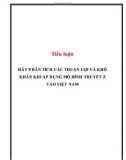 Tiểu luận: Hãy phân tích các thuận lợi và khó khăn khi áp dụng mô hình thuyết Z vào Việt Nam