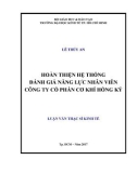 Luận văn Thạc sĩ Kinh tế: Hoàn thiện hệ thống đánh giá năng lực nhân viên tại Công ty Cổ phần Cơ khí Hồng Ký