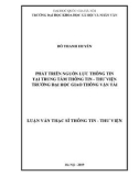 Luận văn Thạc sĩ Thông tin Thư viện: Phát triển nguồn lực thông tin tại trung tâm Thông tin – Thư viện trường Đại học Giao thông Vận tải