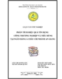 Luận văn: PHÂN TÍCH HIỆU QUẢ TÍN DỤNG CÔNG THƯƠNG NGHIỆP VÀ TIÊU DÙNG TẠI NGÂN HÀNG Á CHÂU CHI NHÁNH AN GIANG