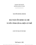 Luận văn Thạc sĩ Toán học: Bài toán ổn định các hệ tuyến tính lồi đa diện có trễ