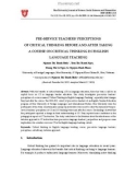 Pre-service teachers' perceptions of critical thinking before and after taking a course on critical thinking in English language teaching