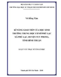 Luận văn Thạc sĩ Tâm lý học: Kĩ năng giao tiếp của học sinh trường trung học cơ sở phú lạc xã Phú Lạc, huyện Tuy Phong, tỉnh Bình Thuận