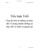 Tiểu luận Triết: Chuyển hóa từ những sự thay đổi về lượng thành những sự thay đổi về chất và ngược lại