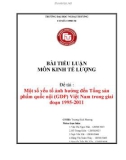 Bài tiểu luận Kinh tế lượng: Một số yếu tố ảnh hưởng đến Tổng sản phẩm quốc nội (GDP) Việt Nam trong giai đoạn 1995 - 2011