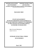 Summary of Doctoral thesis of Economics: State management of human resource development in military-serving garment enterprises in the context of international economic integration