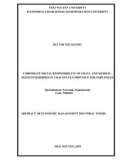 Abstract of Economic management Doctoral thesis: Scorporate social responsibility of small and medium - Sized enterprises in Thai Nguyen province for employees