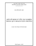 Luận văn Thạc sĩ Toán học: Một số định lý tồn tại nghiệm trong quy hoạch toàn phương