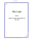 Bài Luận Đề Tài: Quản Trị Kinh Doanh Dịch vụ Du lịch khách sạn PARK HYATT