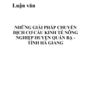 Luận văn: Những giải pháp chuyển dịch cơ cấu kinh tế nông nghiệp huyện Quản Bạ - tỉnh Hà Giang