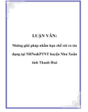 LUẬN VĂN: Những giải pháp nhằm hạn chế rủi ro tín dụng tại NHNo&PTNT huyện Như Xuân tỉnh Thanh Hoá