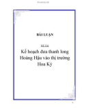 BÀI LUẬN ĐỀ TÀI: Kế hoạch đưa thanh long Hoàng Hậu vào thị trường Hoa Kỳ