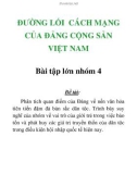 Bài tập lớn Đường lối cách mạng của Đảng cộng sản Việt Nam: Phân tích quan điểm của Đảng về nền văn hóa tiên tiến đậm đà bản sắc dân tộc. Trình bày suy nghĩ của nhóm về vai trò của giới trẻ trong việc bảo tồn và phát huy các giá trị truyền thống của dân tộc trong điều kiện hội nhập quốc tế hiện nay