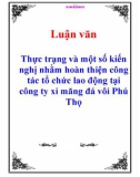 Luận văn: Thực trạng và một số kiến nghị nhằm hoàn thiện công tác tổ chức lao động tại công ty xi măng đá vôi Phú Thọ