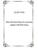 LUẬN VĂN: Phát triển kinh tế hợp tác trong nông nghiệp ở tỉnh Kiên Giang