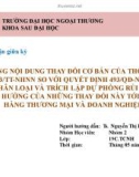 Thuyết trình: Những nội dung thay đổi cơ bản của thông tư 02/2013/TT- NHNN so với quyết định 493/QĐ-NHNN về phân loại và trích lập dự phòng rủi ro, ảnh hưởng của những thay đổi này tới ngân hàng thương mại và doanh nghiệp