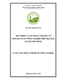 Luận văn Thạc sĩ Kinh tế nông nghiệp: Huy động và sử dụng vốn đầu tư cho sản xuất nông nghiệp trên địa bàn huyện Phú Bình