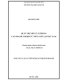 Tóm tắt Luận án Tiến sĩ Quản trị kinh doanh: Quản trị nhân tài trong các doanh nghiệp tư nhân lớn ở Việt Nam