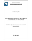 Tóm tắt Luận văn Thạc sĩ Quản lý kinh tế: Quản lý nhà nước về giáo dục phổ thông trên địa bàn tỉnh Kon Tum