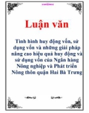 Luận văn: Tình hình huy động vốn, sử dụng vốn và những giải pháp nâng cao hiệu quả huy động và sử dụng vốn của Ngân hàng Nông nghiệp và Phát triển Nông thôn quận Hai Bà Trưng