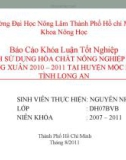 Báo cáo khóa luận tốt nghiệp: Tình hình sử dụng hóa chất nông nghiệp trên lúa đông xuân 2010 – 2011 tại huyện Mộc Hóa, tỉnh Long An