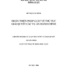 Luật văn Thạc sĩ Luật học: Hoàn thiện pháp luật về thủ tục giải quyết các vụ án hành chính