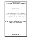 Luận văn Thạc sĩ Quản lý kinh tế: Tăng cường công tác quản lý thuế sử dụng đất Phi nông nghiệp trên địa bàn huyện Tam Đảo - Tỉnh Vĩnh Phúc