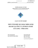 Luận văn: Phân tích hiệu quả hoạt động kinh doanh tại công ty cổ phần cơ khí Cửu Long - Vĩnh Long