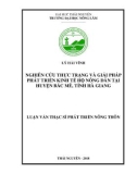 Luận văn Thạc sĩ Phát triển nông thôn: Nghiên cứu thực trạng và giải pháp phát triển kinh tế hộ nông dân tại huyện Bắc Mê, tỉnh Hà Giang