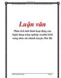 Luận văn: Phân tích tình hình hoạt động của Ngân hàng nông nghiệp và phát triển nông thôn chi nhánh huyện Phù Mỹ