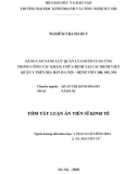 Tóm tắt luận án tiến sĩ Kinh tế: Nâng cao năng lực quản lý chuỗi cung ứng trong công tác khám, chữa bệnh tại các bệnh viện Quân y trên địa bàn Hà Nội – Bệnh viện 108, 103, 354