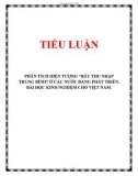 TIỂU LUẬN: PHÂN TÍCH HIỆN TƯỢNG 'BẪY THU NHẬP TRUNG BÌNH' Ở CÁC NƯỚC ĐANG PHÁT TRIỂN. BÀI HỌC KINH NGHIỆM CHO VIỆT NAM