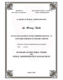 Summary of doctoral thesis on public administrative management: State management over corporations 90 – 91 towards forming economic groups